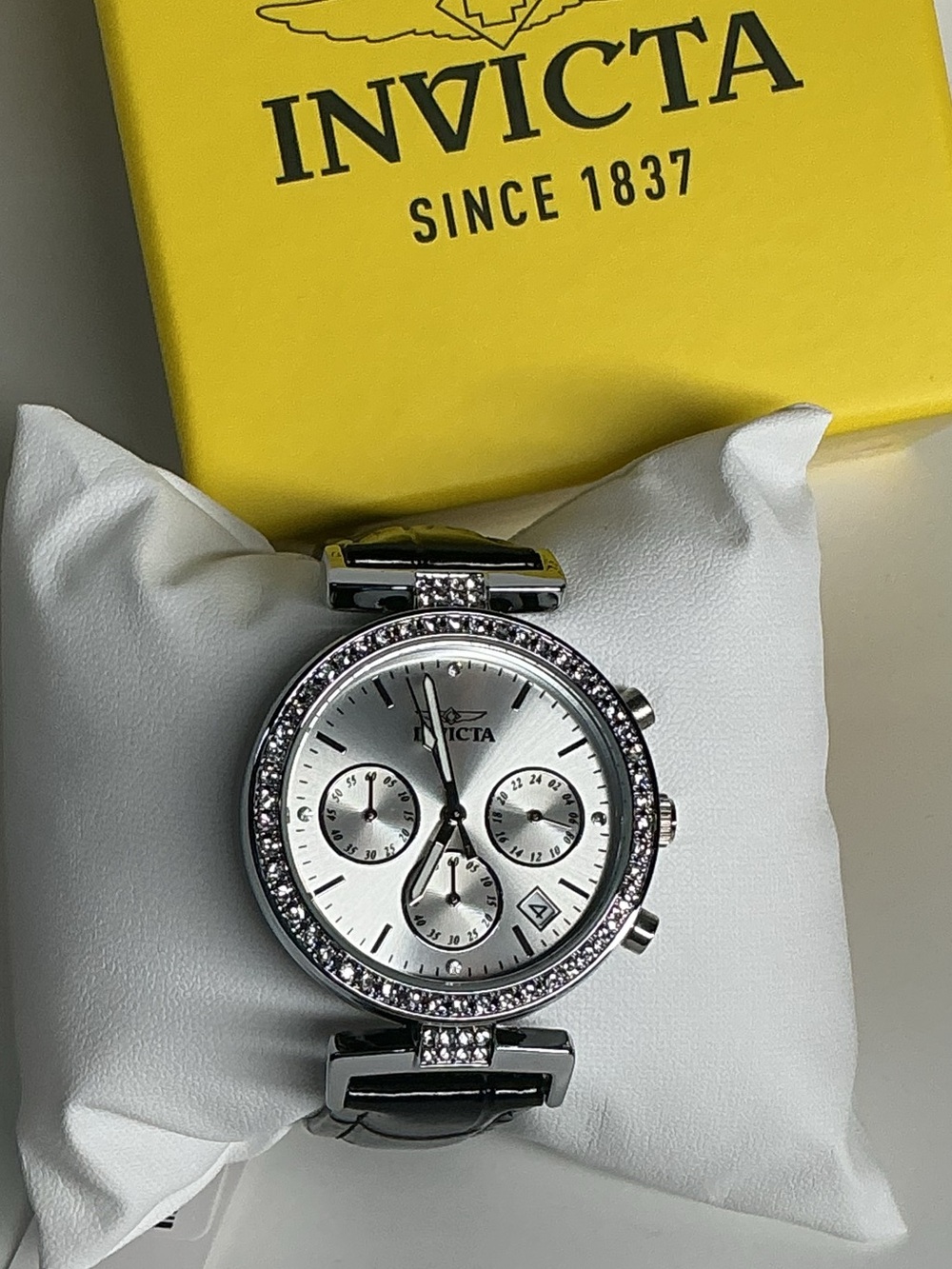 Invicta Silver Crystal-Accented Women’s Chronograph Watch